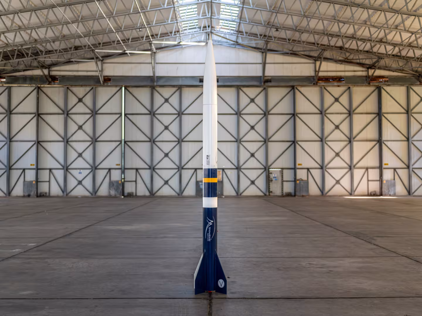Snowdonia rocket in a hanger