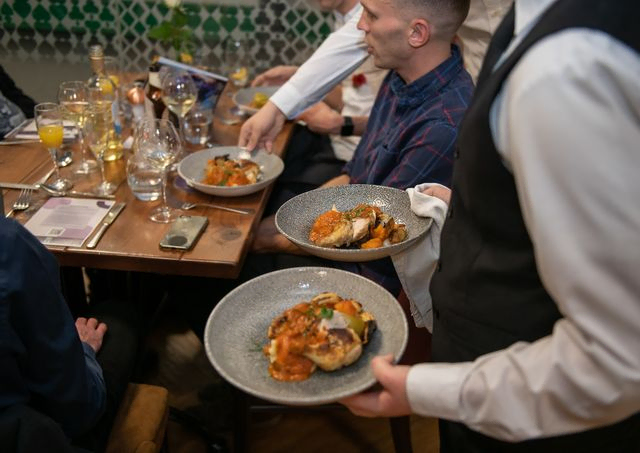 Food being served at a table 