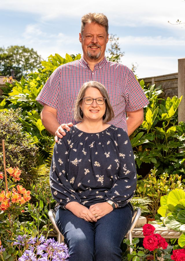 Couple in a sunny garden